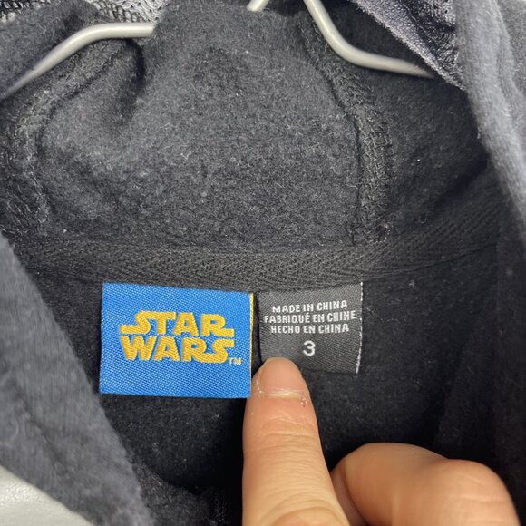 VTG Star Wars Hoodie Boys Sz 3 Black Darth Vader Zip Up Graphic Lucasfilm - Picture 7 of 15